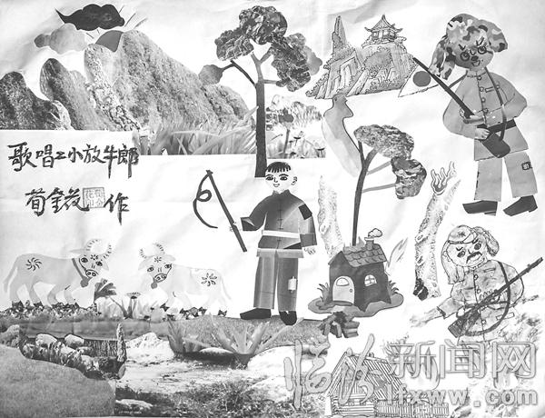 臨汾老太剪紙貼畫 銘記抗日英雄