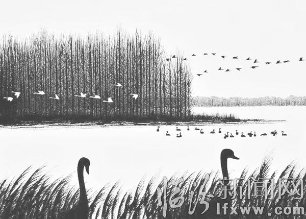 浮山90后男孩劉凱鋼筆畫天鵝之愛登上央視新聞