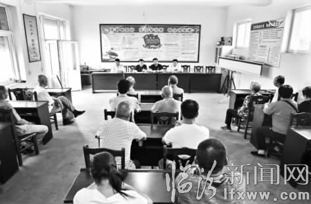 七一”前夕,呂琦組織村里的全體黨員干部一起開展“兩學一做”專題討論活動。